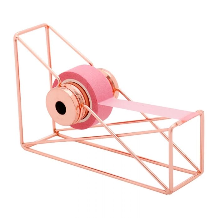 Dispensador de cinta adhesiva rose gold metalico