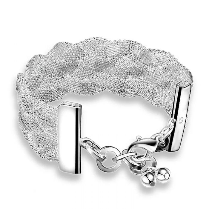 Pulsera trenzada baño de plata 925