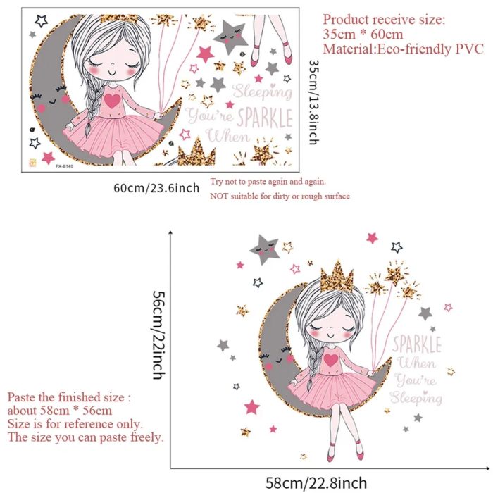 Pegatina Sticker Decorativa vinilo Niña en La Luna - Imagen 2