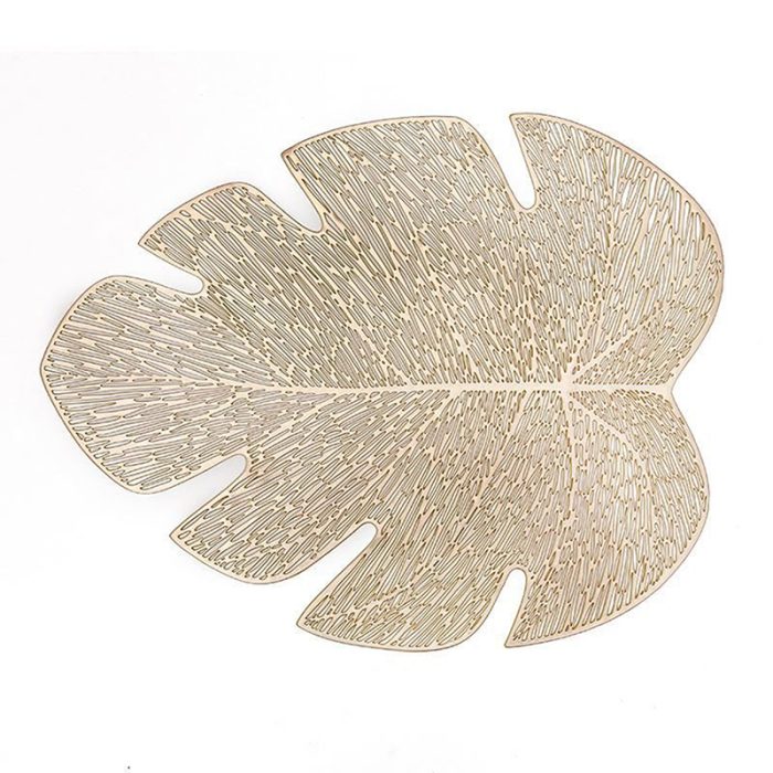 Posavasos dorado, forma de hoja monstera, estilo nordico - Imagen 3