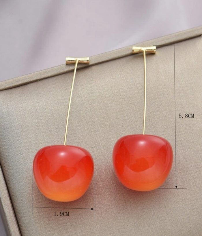 Aros pendientes largos cerezas, cherry - Imagen 2