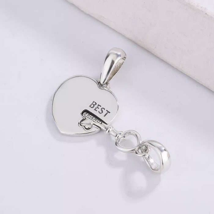 Charm Dije Duo, hecho en Plata Ley  925, Forma Llave y Corazón - Imagen 2