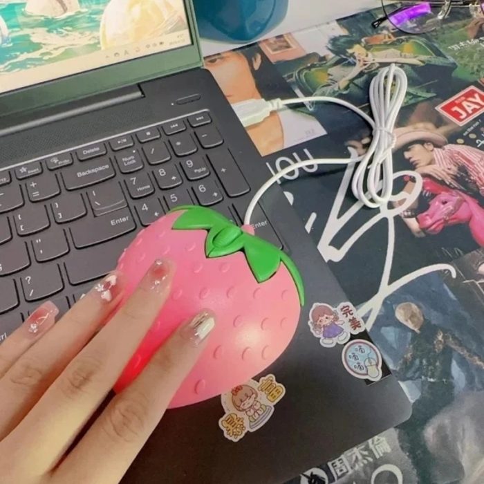 Mouse óptico USB, fresa rosa para PC - Imagen 2